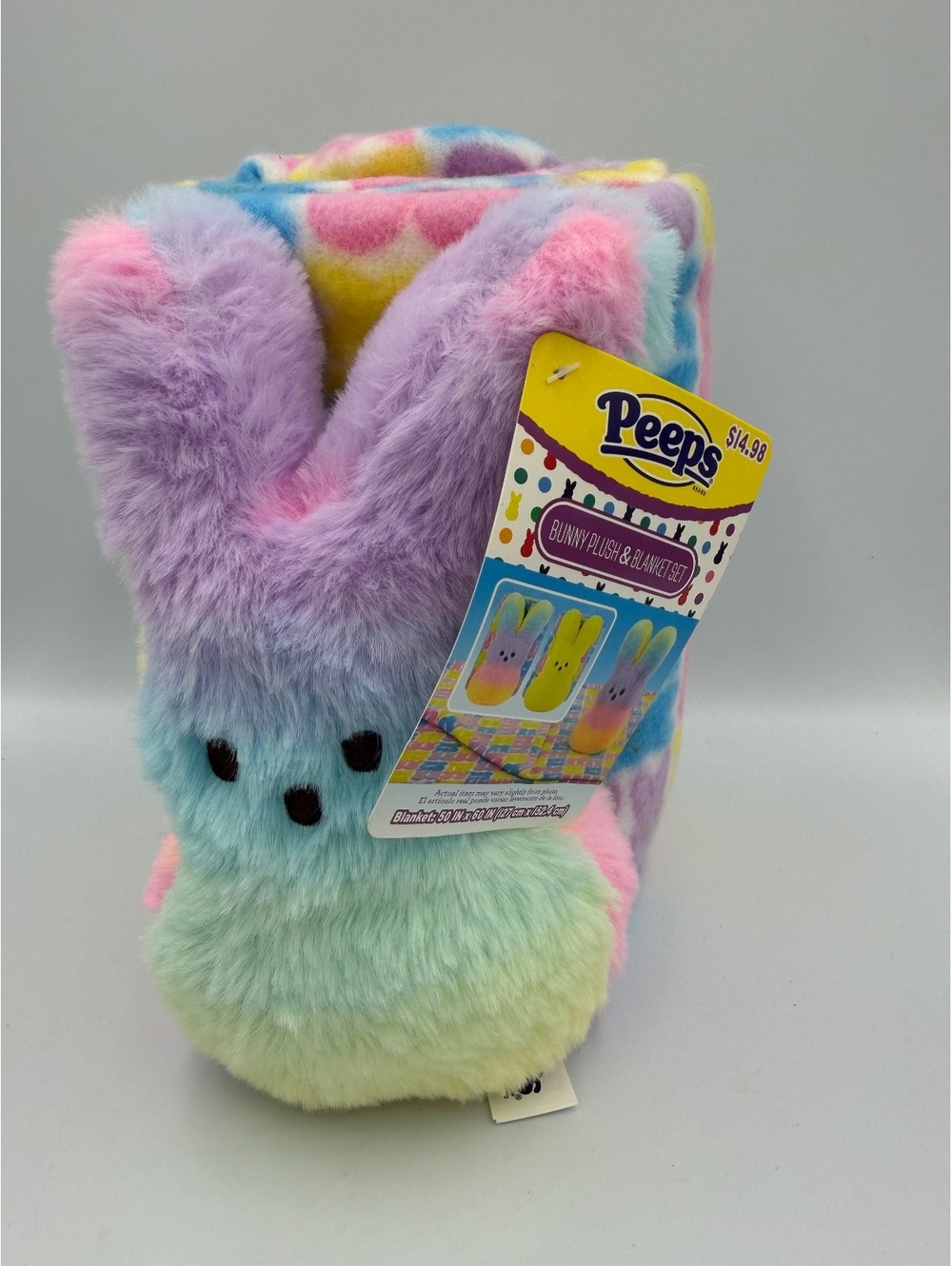 Discontinued Seasonal easter Peeps Bunny Plush & Blanket Set - Multicolor Fleece